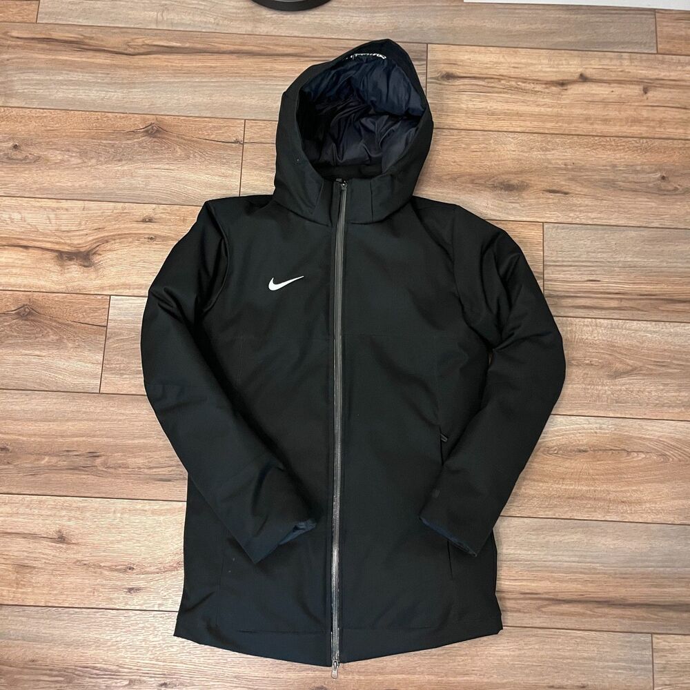 Nike Team Down 550 Fill Parka Storm Fit Hooded Zip Up Black Jacket Coat Mens XS